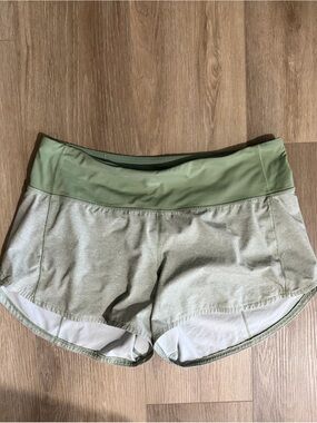 lululemon athletica Light Green Wide-Waistband Athletic Shorts